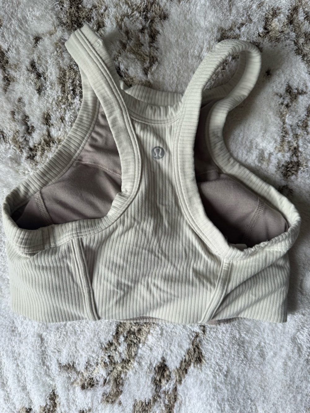 Ribbed High-Neck Crop Bralette in Cream - Picture 3 of 3